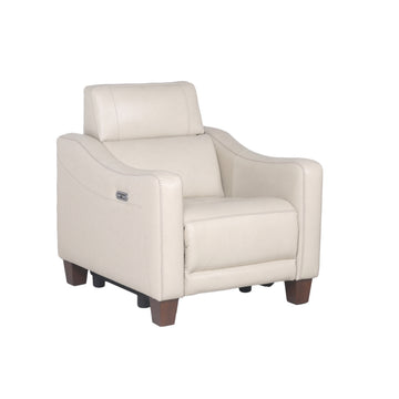 Dual Power Recliner: Transitional Design, Top Grain Leather, Wall Saver Mechanism, Comfort In Ivory Ivory Foam Leather