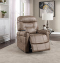 Classic Rolled Arm Power Lift Chair Recliner Heat, Adjustable Massage Plush Seating, High Grade Polyester Fabric Camel Foam Fabric