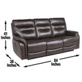 Top Grain Leather Motion Sofa In Coffee Contemporary Style, Reclining Footrests, Usb Port Coffee Foam Leather 3 Seat