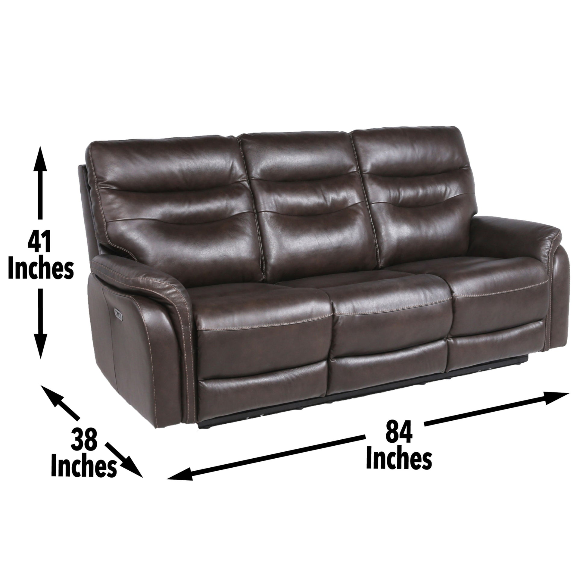 Top Grain Leather Motion Sofa In Coffee Contemporary Style, Reclining Footrests, Usb Port Coffee Foam Leather 3 Seat