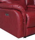 Contemporary Wine Top Grain Leather Motion Set Power Recline, Usb Charging Ultimate Comfort And Style Red Leather