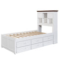 3 Pieces Wooden Captain Bedroom Set Twin Bed With Trundle, Nightstand And Dresser, White Walnut White Walnut Wood