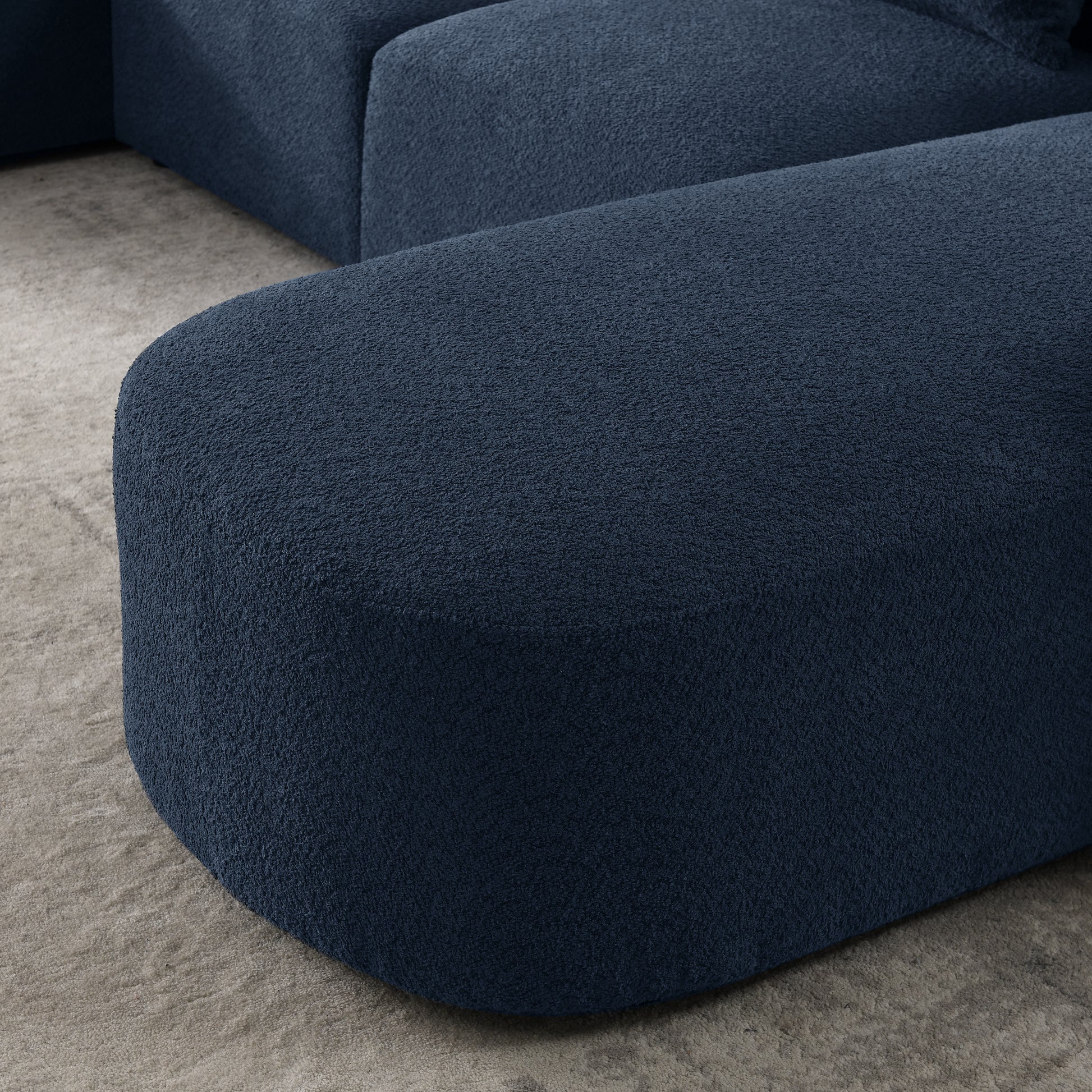 U Shape Sectional Sofa Including Two Single Seat, Two Chaises And Two Ottomans, Modular Sofa, Diy Combination, Loop Yarn Fabric, Navy Navy Polyester Wood Medium Soft Tight Back Eucalyptus Square Arms Polyester 6 Seat