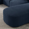 L Shape Sectional Sofa With Right Side Chaise And Ottoman, Modular Sofa, Diy Combination, Loop Yarn Fabric, Navy Navy Polyester Wood Tight Back Eucalyptus Square Arms Polyester 5 Seat