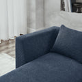L Shape Sectional Sofa Including Two Single Seats, Left Side Chaise And Two Ottomans, Modular Sofa, Diy Combination, Loop Yarn Fabric, Navy Navy Polyester Wood Medium Soft Tight Back Eucalyptus Square Arms Polyester 5 Seat