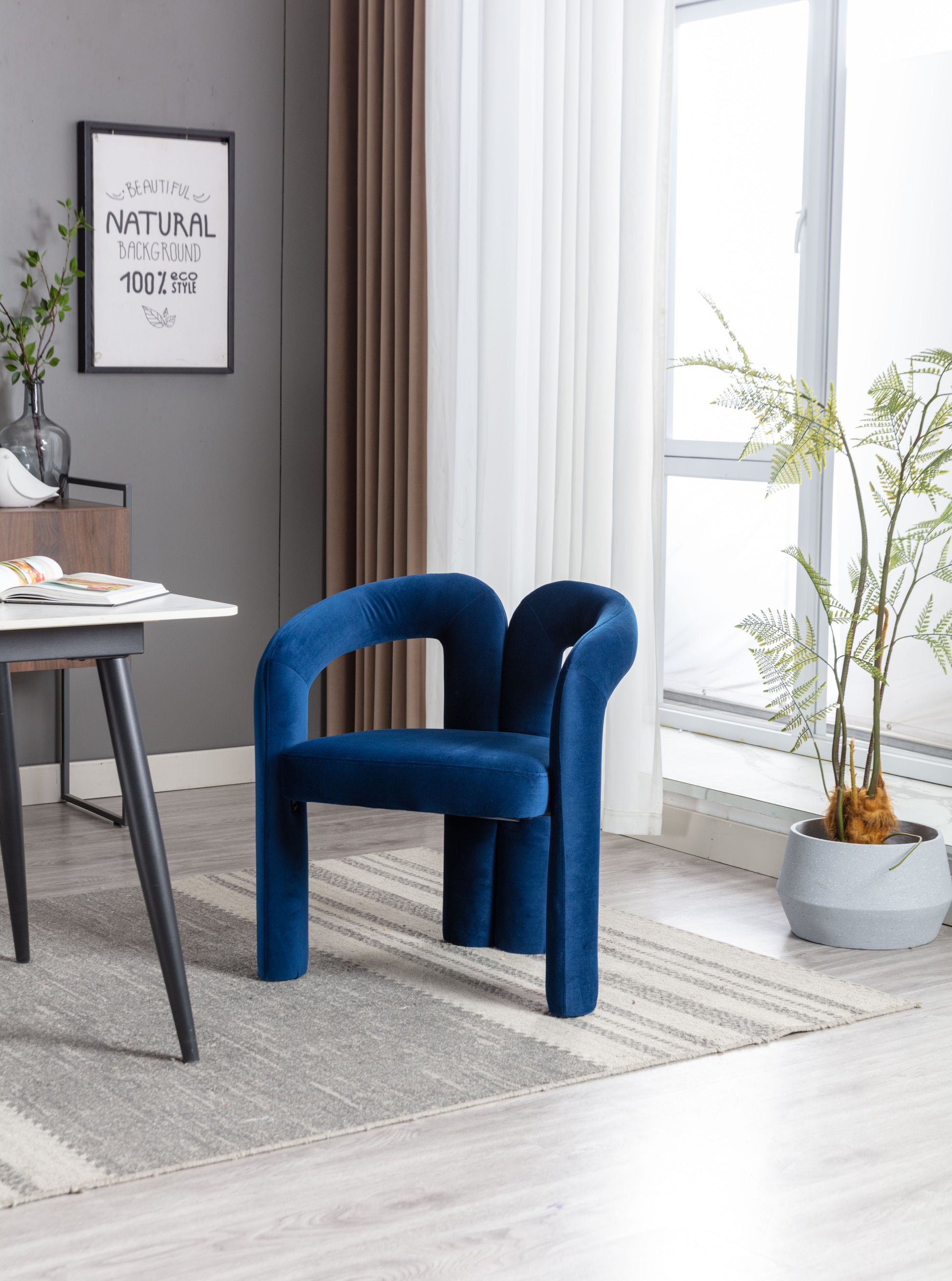 Coolmore Contemporary Designed Velvet Fabric Upholstered Accent Dining Chair Barrel Side Chairs Kitchen Armchair For Living Room Set Of 2 Navy Velvet Navy Foam Velvet