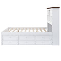 3 Pieces Wooden Captain Bedroom Set Full Bed With Trundle, Nightstand And Dresser, White Walnut White Walnut Wood
