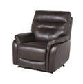 Contemporary Top Grain Leather Recliner Set Power Footrest, Power Headrest Control Panel, Usb Port, Home Button Coffee Foam Leather