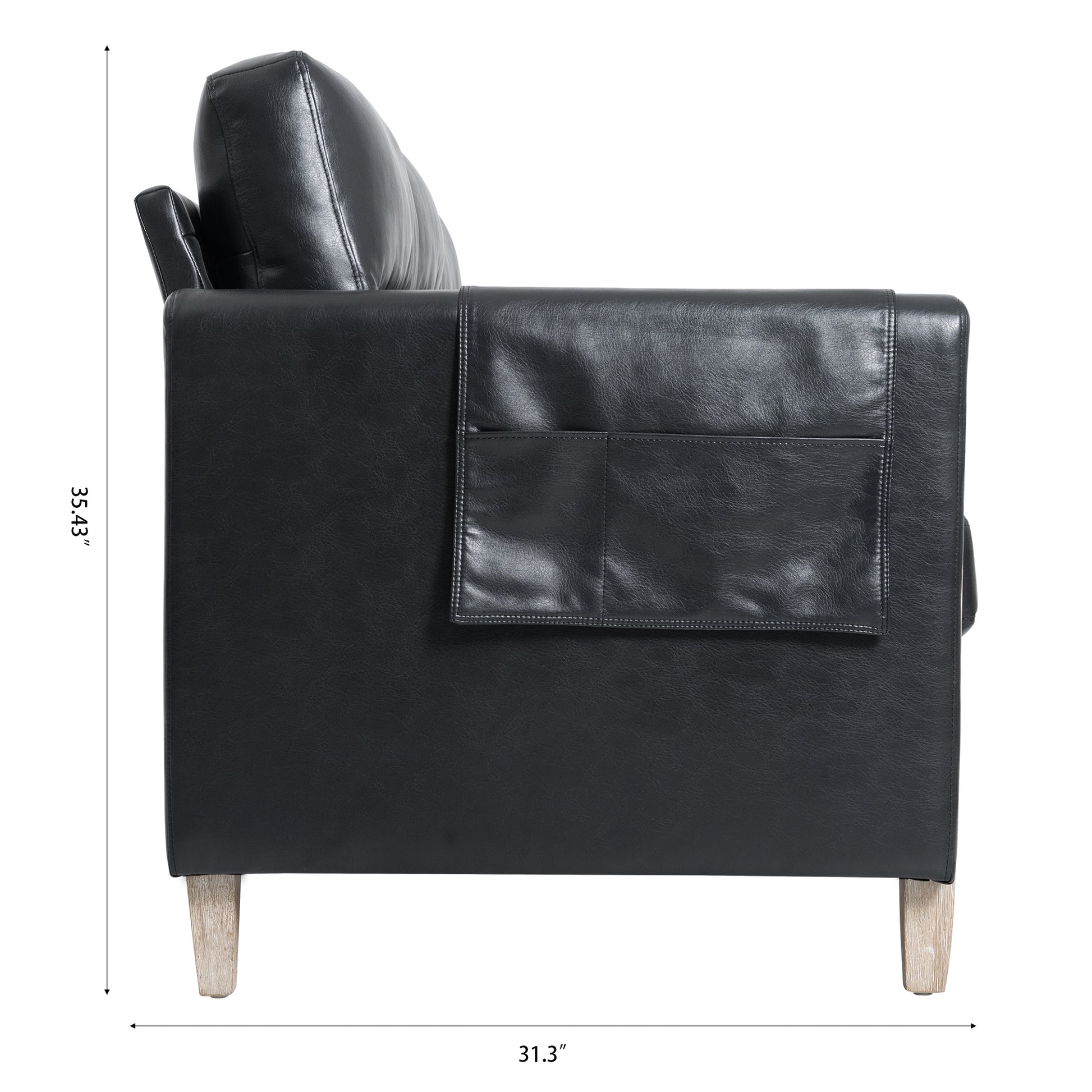 Comfortable Solid Wood Three Seater Sofa Soft Cushions, Durable And Long Lasting,79.5" Sofa Couch For Living Room Black Pu Pu