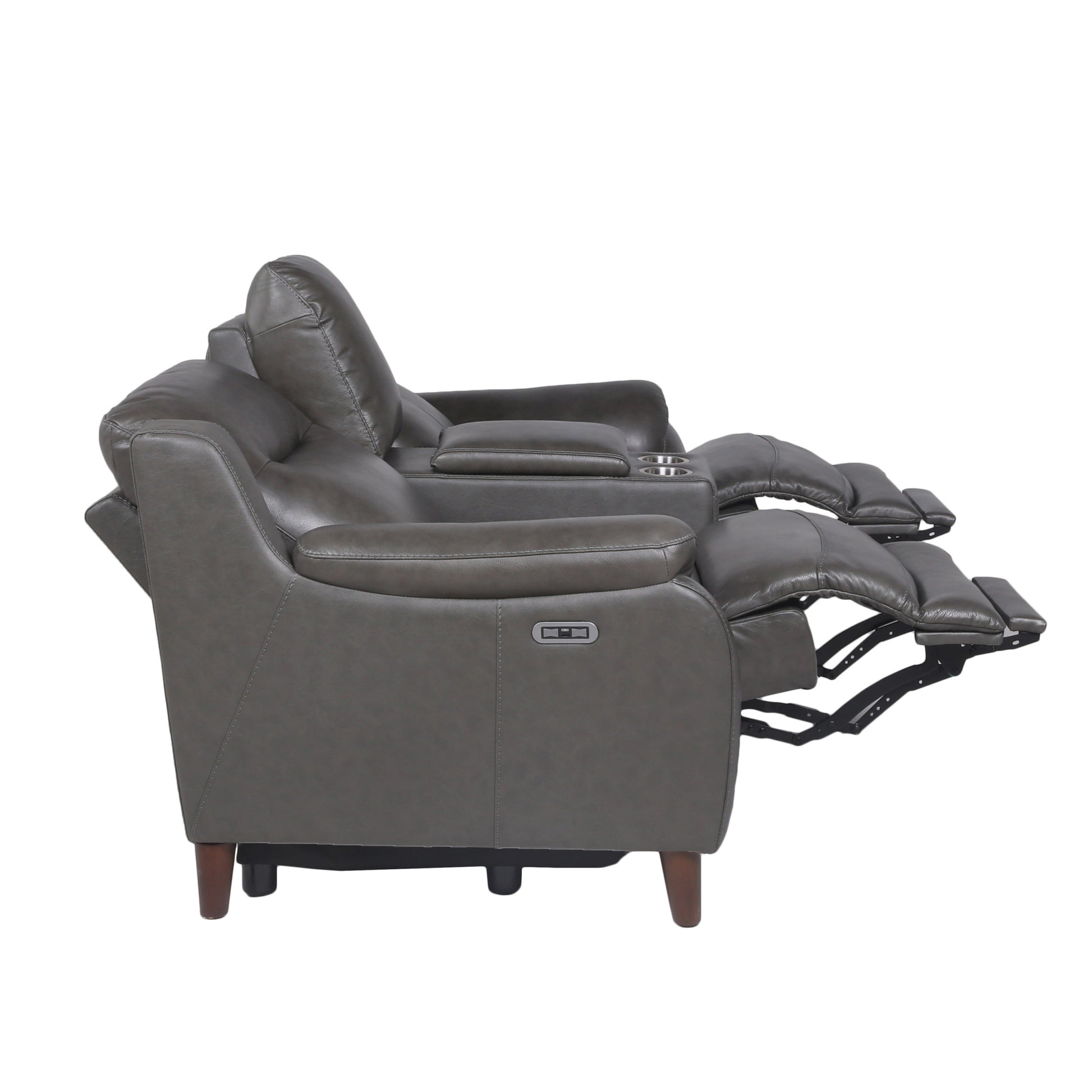 Trento Pwr Pwr Console Loveseat Charcoal Grey Foam Leather