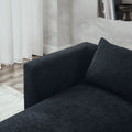L Shape Sectional Sofa With Right Side Chaise And Ottoman, Modular Sofa, Diy Combination, Loop Yarn Fabric, Black Black Polyester Wood Tight Back Eucalyptus Square Arms Polyester 5 Seat