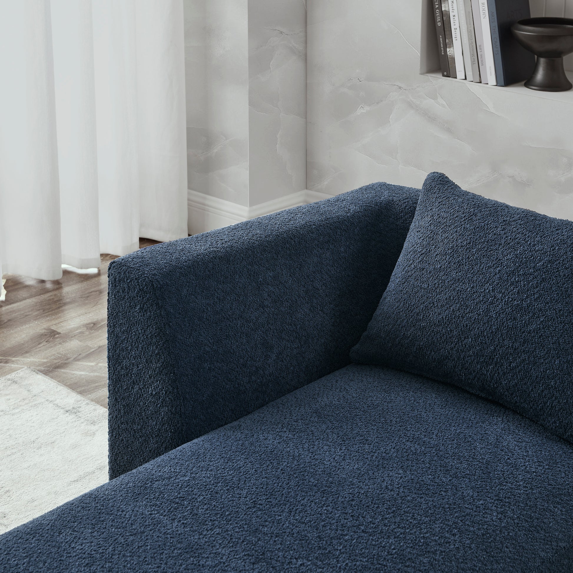 U Shape Sectional Sofa Including Two Single Seats And Two Chaises, Modular Sofa, Diy Combination, Loop Yarn Fabric, Navy Navy Wood Medium Soft Tight Back Eucalyptus Square Arms Polyester 4 Seat