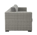 Deep Cushioned Outdoor Sofa W Half Round Wicker Hdpe Resin Wicker, Solution Dyed Acrylic Covers Light Gray Wicker