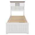 3 Pieces Wooden Captain Bedroom Set Twin Bed With Trundle, Nightstand And Dresser, White Walnut White Walnut Wood