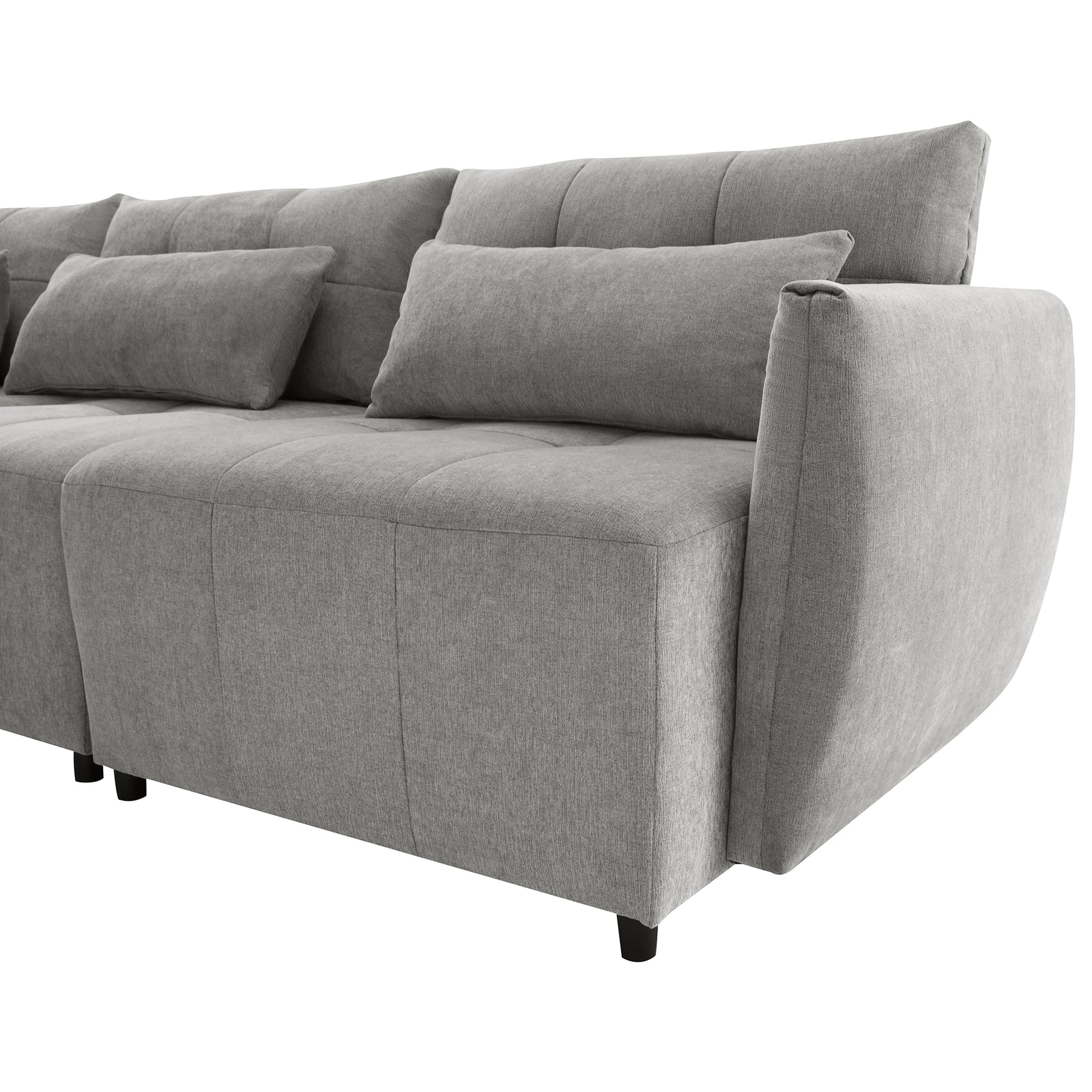 113.3" Convertible Sectional Sofa Couch 3 Seat L Shaped Sofa With Movable Ottoman And Usb For Apartment, Living Room, Bedroom, Grey Grey Chenille 3 Seat