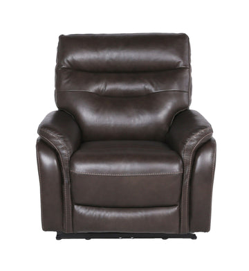 Contemporary Top Grain Leather Recliner Set Power Footrest, Power Headrest Control Panel, Usb Port, Home Button Coffee Foam Leather