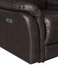 Top Grain Leather Motion Sofa In Coffee Contemporary Style, Reclining Footrests, Usb Port Coffee Foam Leather 3 Seat