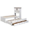 2 Pieces Wooden Captain Bedroom Set Twin Bed With Trundle And Nightstand,White Walnut White Walnut Wood