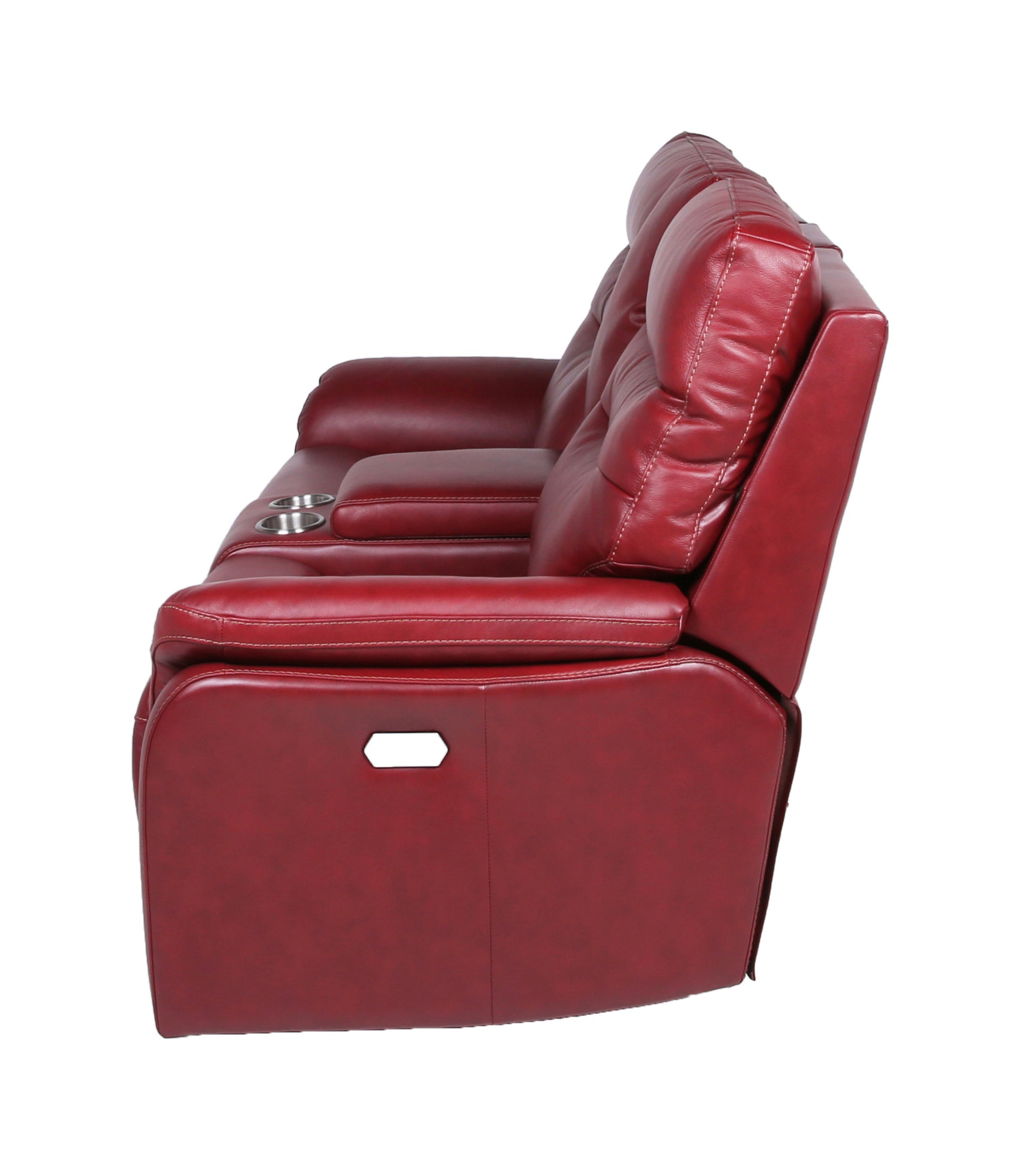 Top Grain Leather Motion Set: Decadent Comfort, Contemporary Style, Wine Or Coffee Color, Reclining With Usb Control Panel Red Foam Leather 3 Seat