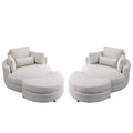 Video Welike Swivel Accent Barrel Modern Sofa Lounge Club Big Round Chair With Storage Ottoman Linen Fabric For Living Room Hotel With Pillows . *2Pcs Beige Foam Fabric