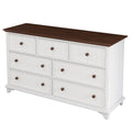 Wooden Captain Seven Drawer Dresser For Bedroom, Living Room, Kids' Room, White Walnut White Walnut Wood