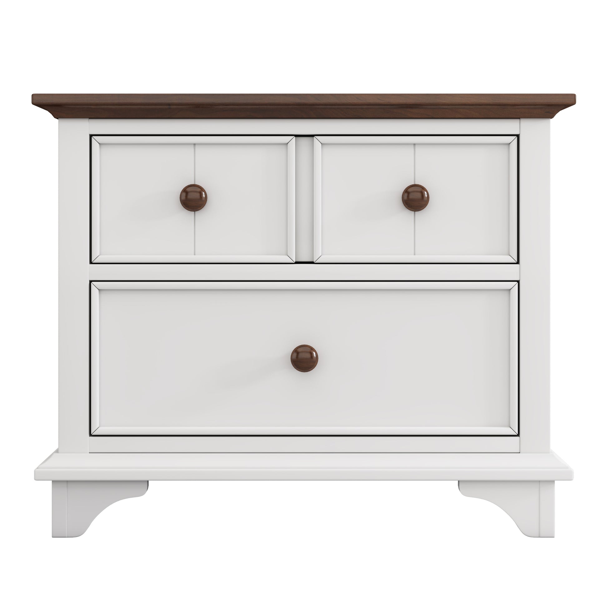 3 Pieces Wooden Captain Bedroom Set Full Bed With Trundle, Nightstand And Dresser, White Walnut White Walnut Wood