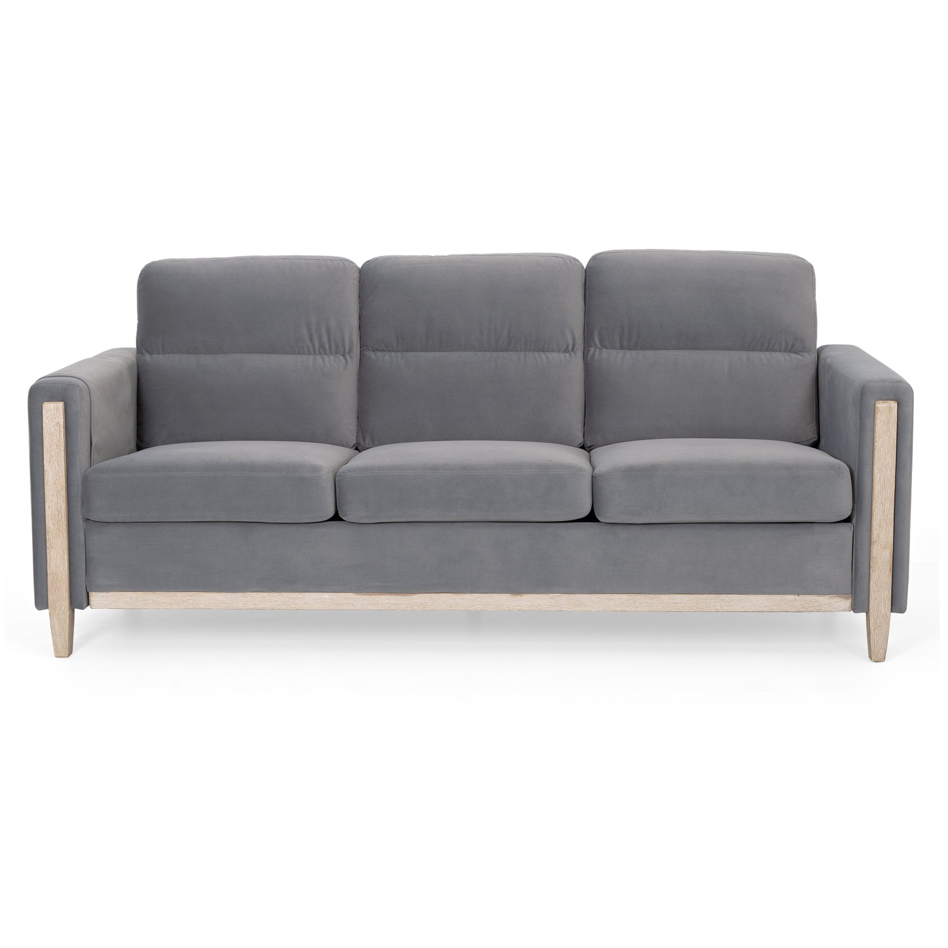 Comfortable Solid Wood Three Seater Sofa Soft Cushions, Durable And Long Lasting,79.5" Sofa Couch For Living Room Gray Fabric Fabric