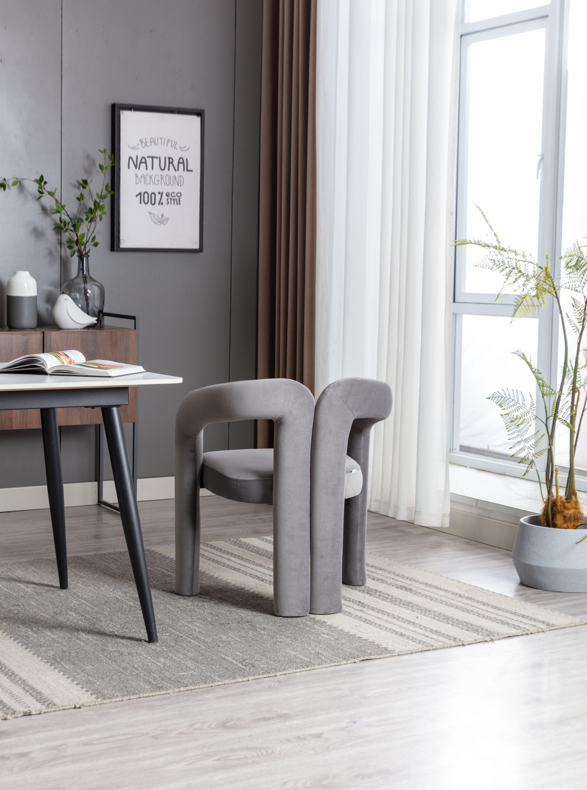 Coolmore Contemporary Designed Velvet Fabric Upholstered Accent Dining Chair Barrel Side Chairs Kitchen Armchair For Living Room Set Of 2 Gray Velvet Gray Foam Velvet