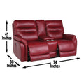 Contemporary Wine Top Grain Leather Motion Set Power Recline, Usb Charging Ultimate Comfort And Style Red Leather