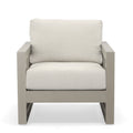 Outdoor Patio Beveled Panels Arm Chair Modern Geometric Pattern, Rust Resistant Tan Aluminium