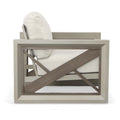 Outdoor Patio Beveled Panels Arm Chair Modern Geometric Pattern, Rust Resistant Tan Aluminium