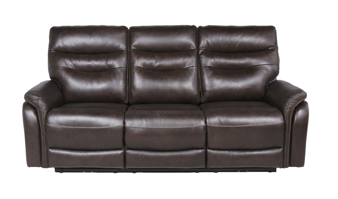 Top Grain Leather Motion Sofa In Coffee Contemporary Style, Reclining Footrests, Usb Port Coffee Foam Leather 3 Seat