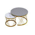 Modern Minimalist Nesting Coffee Table For Living Room Wooden Top And Metal Legs White Gray Metal & Wood