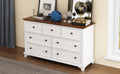 Wooden Captain Seven Drawer Dresser For Bedroom, Living Room, Kids' Room, White Walnut White Walnut Wood