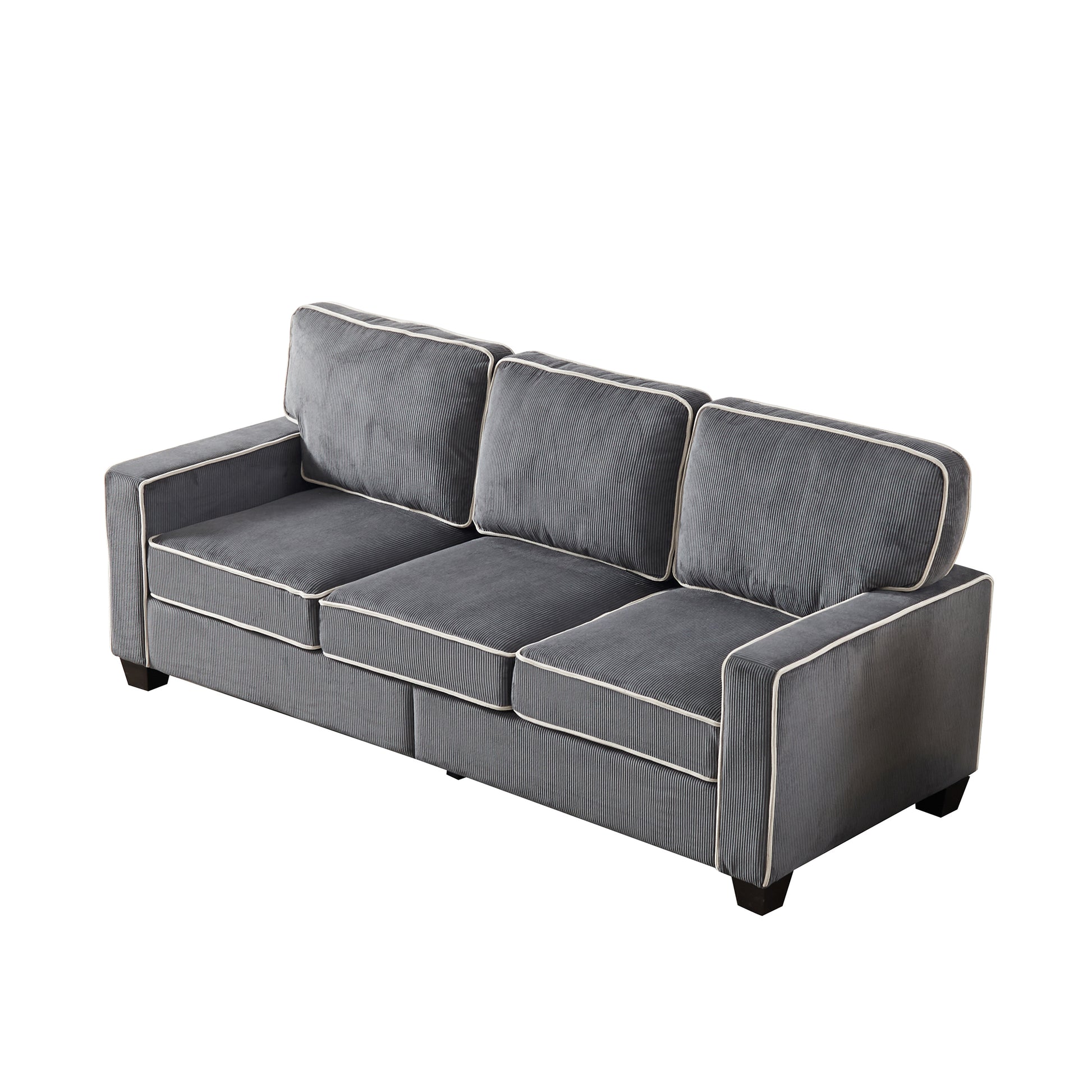 Living Room Sofa With Storage Dark Grey Corduroy Dark Grey Foam Corduroy