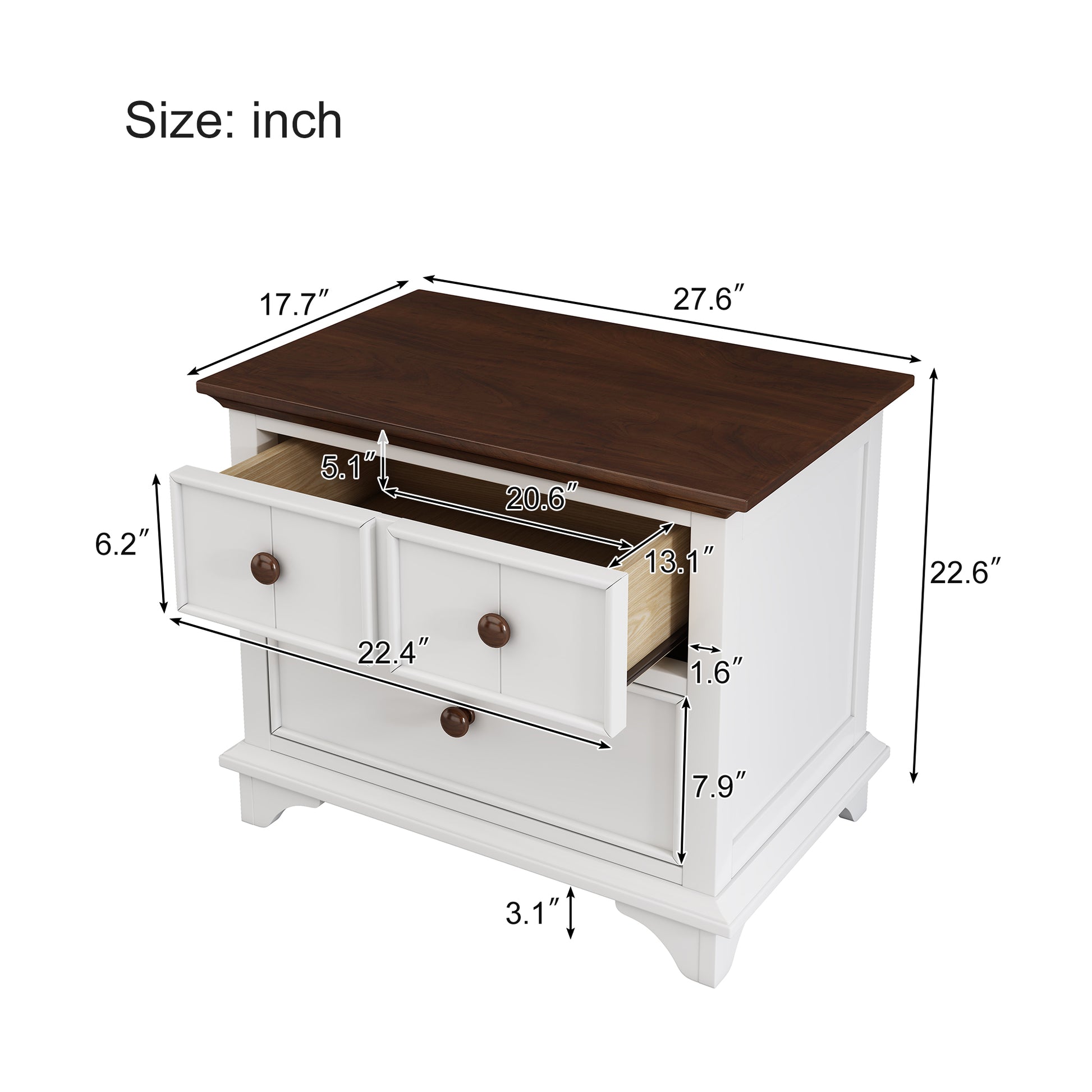 2 Pieces Wooden Captain Bedroom Set Twin Bed With Trundle And Nightstand,White Walnut White Walnut Wood