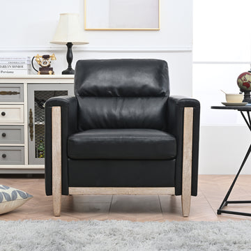 1 Seater Sofa For Living Room Black Pu Pu