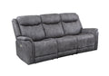 Transitional Power Reclining Sofa Neutral Faux Suede, Power Footrest, Power Headrest Built To Last, Usb Charging Grey Foam Fabric 3 Seat