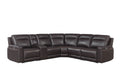Customizable Dual Power Leather Sectional Top Grain Leather, Power Headrest, Power Footrest Transitional Styling, Perfect Fit Burgundy Foam Leather