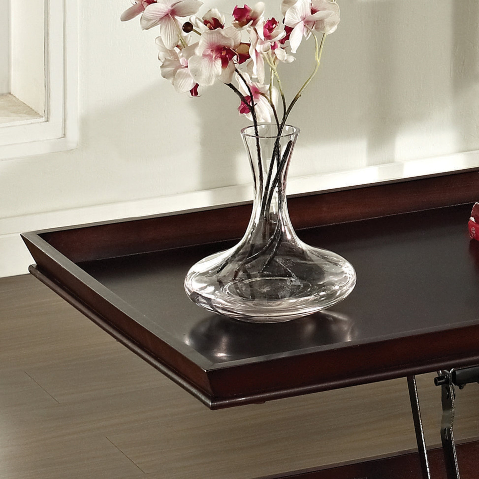 Versatile Lift Top Cocktail Table Hardwood Solids, Birch Veneer, Merlot Cherry Finish Hidden Storage, Mobility Casters, Bottom Shelf Brown Solid Wood Mdf
