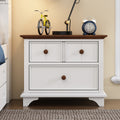 3 Pieces Wooden Captain Bedroom Set Full Bed With Trundle, Nightstand And Dresser, White Walnut White Walnut Wood