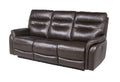 Top Grain Leather Motion Sofa In Coffee Contemporary Style, Reclining Footrests, Usb Port Coffee Foam Leather 3 Seat
