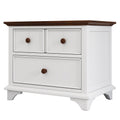 3 Pieces Wooden Captain Bedroom Set Full Bed With Trundle, Nightstand And Dresser, White Walnut White Walnut Wood