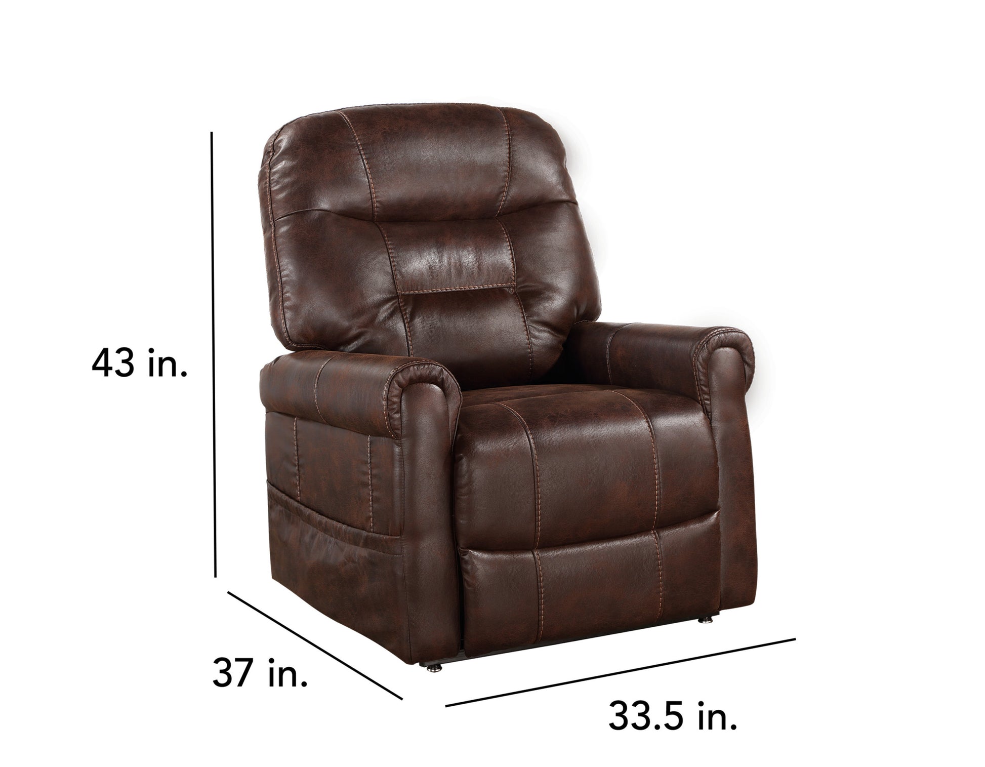 Comfortable Power Recliner Lift Chair Easy Ingress Egress, Heat, Adjustable Massage Plush Seating Experience Walnut Foam Fabric