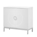 Simple Storage Cabinet Accent Cabinet With Solid Wood Veneer And Metal Leg Frame For Living Room, Entryway, Dining Room White White Mdf