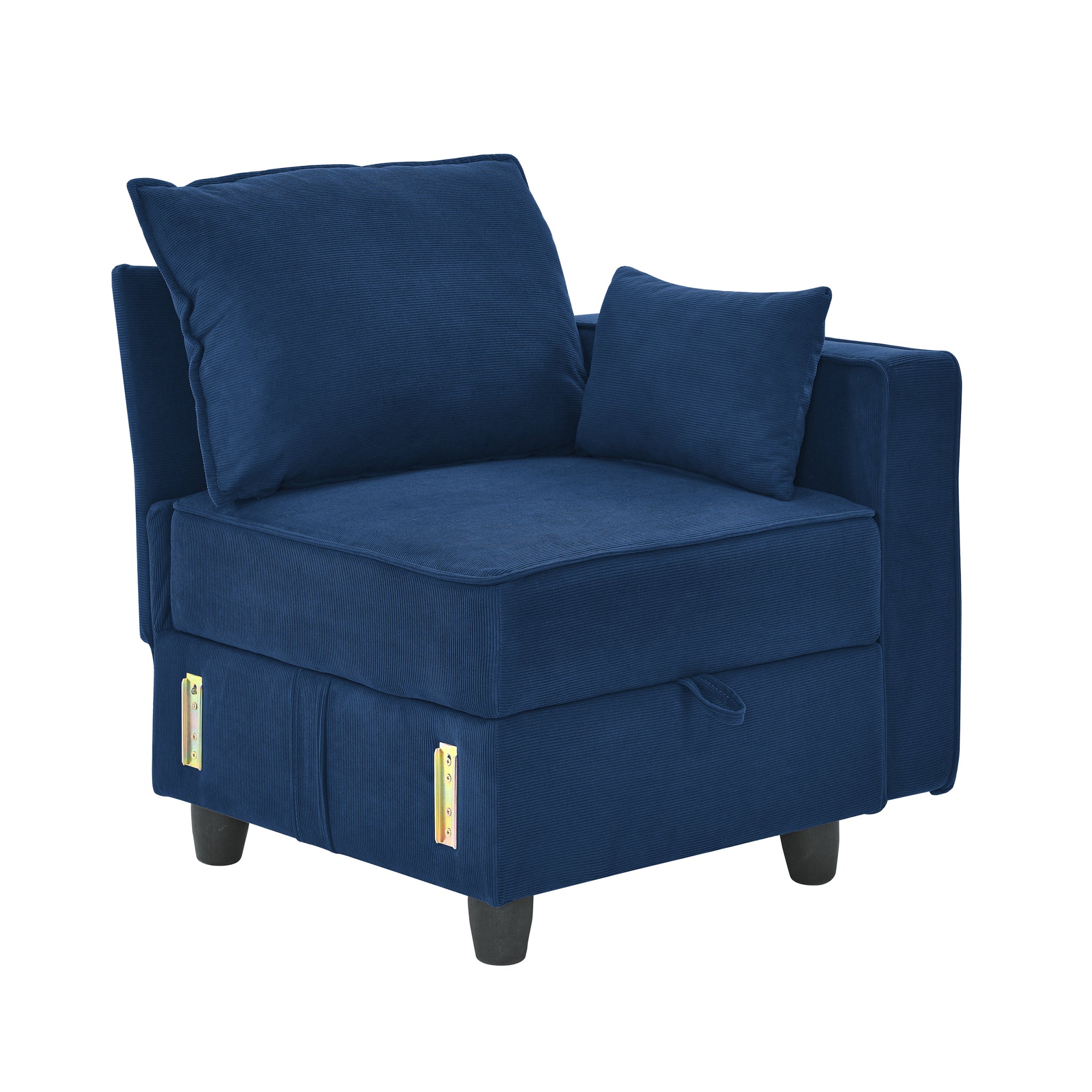 Arm Single Seat Of Module Sofa, Navy Blue Corduroy Velvet Navy Corduroy