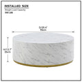 Faux Marble Coffee Tables For Living Room, 35.43Inch Accent Tea Tables With Gold Metal Base White White Mdf