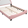 Cute Full Size Upholstered Bed With Unicorn Shape Headboard,Full Size Platform Bed With Headboard And Footboard,White Pink Full Pink Pu