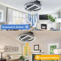 20Inch Modern Leafless Ceiling Fan With Remote Control Removable And Washable, Reversible Motor Black Modern Iron