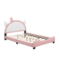 Cute Full Size Upholstered Bed With Unicorn Shape Headboard,Full Size Platform Bed With Headboard And Footboard,White Pink Full Pink Pu